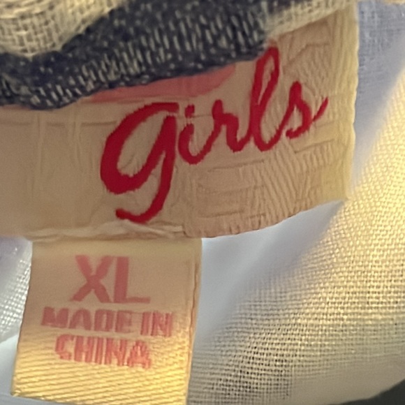 Gianni Bini Girls mock wrap skirt, blue/white striped XL - Picture 7 of 8